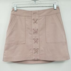 EXPRESS Dusty Pink Lace up Mini Skirt